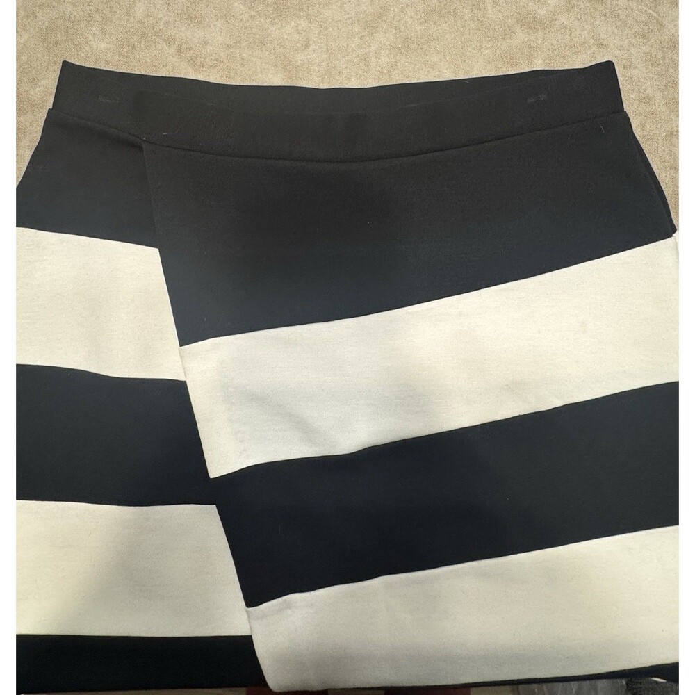 Spence Pencil Skirt Women's LARGE Black White Stripe Pull On Wrap Lined - Picture 3 of 5